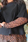 Tiby Funnel Neck Layering Top Leopard Rust